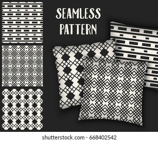 Abstract concept vector monochrome geometric pattern. Black and white minimal background. Creative illustration template. Seamless stylish texture. For wallpaper, surface, web design, textile, decor