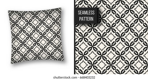 Abstract concept vector monochrome geometric pattern. Black and white minimal background. Creative illustration template. Seamless stylish texture. For wallpaper, surface, web design, textile, decor