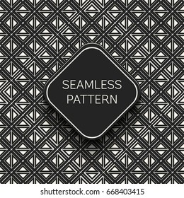 Abstract concept vector monochrome geometric pattern. Black and white minimal background. Creative illustration template. Seamless stylish texture. For wallpaper, surface, web design, textile, decor