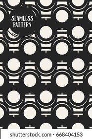 Abstract concept vector monochrome geometric pattern. Black and white minimal background. Creative illustration template. Seamless stylish texture. For wallpaper, surface, web design, textile, decor