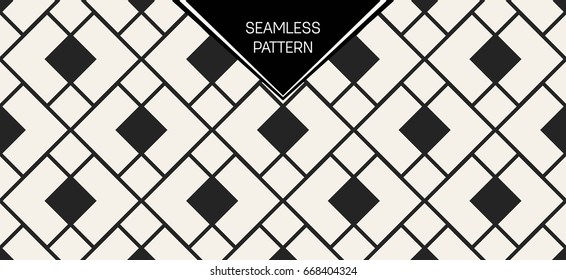 Abstract concept vector monochrome geometric pattern. Black and white minimal background. Creative illustration template. Seamless stylish texture. For wallpaper, surface, web design, textile, decor