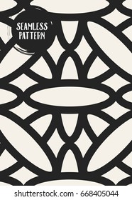 Abstract concept vector monochrome geometric pattern. Black and white minimal background. Creative illustration template. Seamless stylish texture. For wallpaper, surface, web design, textile, decor