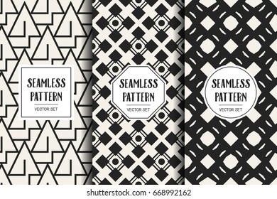 Abstract concept vector monochrome geometric pattern. Black and white minimal background. Creative illustration template. Seamless stylish texture. For wallpaper, surface, web design, textile, decor