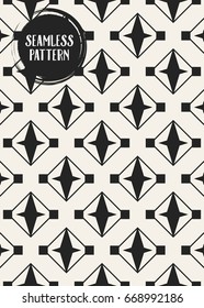 Abstract concept vector monochrome geometric pattern. Black and white minimal background. Creative illustration template. Seamless stylish texture. For wallpaper, surface, web design, textile, decor