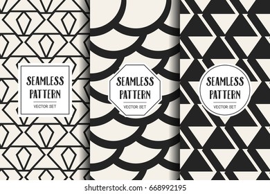 Abstract concept vector monochrome geometric pattern. Black and white minimal background. Creative illustration template. Seamless stylish texture. For wallpaper, surface, web design, textile, decor