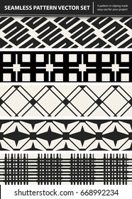 Abstract concept vector monochrome geometric pattern. Black and white minimal background. Creative illustration template. Seamless stylish texture. For wallpaper, surface, web design, textile, decor