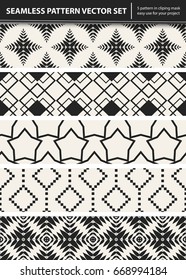 Abstract concept vector monochrome geometric pattern. Black and white minimal background. Creative illustration template. Seamless stylish texture. For wallpaper, surface, web design, textile, decor