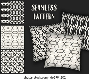 Abstract concept vector monochrome geometric pattern. Black and white minimal background. Creative illustration template. Seamless stylish texture. For wallpaper, surface, web design, textile, decor
