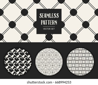 Abstract concept vector monochrome geometric pattern. Black and white minimal background. Creative illustration template. Seamless stylish texture. For wallpaper, surface, web design, textile, decor