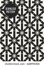 Abstract concept vector monochrome geometric pattern. Black and white minimal background. Creative illustration template. Seamless stylish texture. For wallpaper, surface, web design, textile, decor