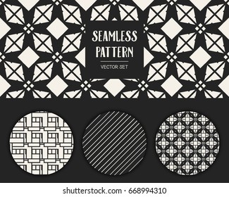 Abstract concept vector monochrome geometric pattern. Black and white minimal background. Creative illustration template. Seamless stylish texture. For wallpaper, surface, web design, textile, decor