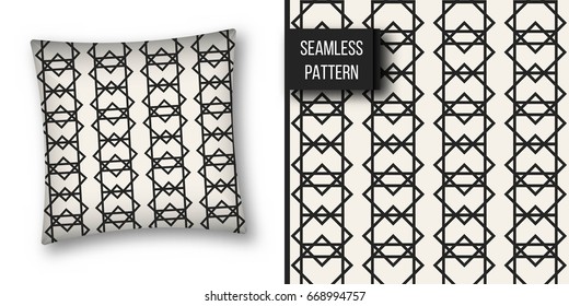 Abstract concept vector monochrome geometric pattern. Black and white minimal background. Creative illustration template. Seamless stylish texture. For wallpaper, surface, web design, textile, decor