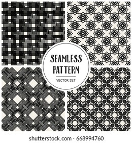 Abstract concept vector monochrome geometric pattern. Black and white minimal background. Creative illustration template. Seamless stylish texture. For wallpaper, surface, web design, textile, decor