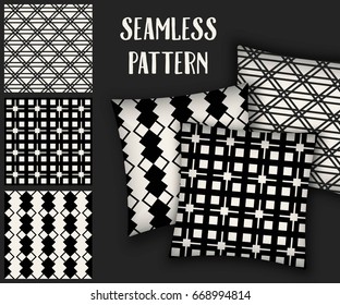 Abstract concept vector monochrome geometric pattern. Black and white minimal background. Creative illustration template. Seamless stylish texture. For wallpaper, surface, web design, textile, decor