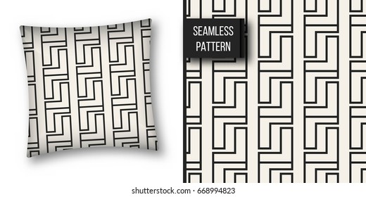 Abstract concept vector monochrome geometric pattern. Black and white minimal background. Creative illustration template. Seamless stylish texture. For wallpaper, surface, web design, textile, decor