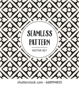 Abstract concept vector monochrome geometric pattern. Black and white minimal background. Creative illustration template. Seamless stylish texture. For wallpaper, surface, web design, textile, decor