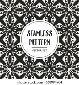 Abstract concept vector monochrome geometric pattern. Black and white minimal background. Creative illustration template. Seamless stylish texture. For wallpaper, surface, web design, textile, decor