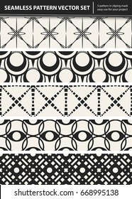 Abstract concept vector monochrome geometric pattern. Black and white minimal background. Creative illustration template. Seamless stylish texture. For wallpaper, surface, web design, textile, decor