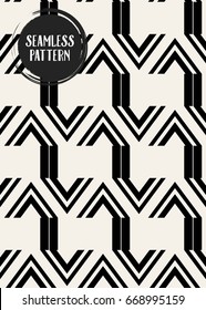 Abstract concept vector monochrome geometric pattern. Black and white minimal background. Creative illustration template. Seamless stylish texture. For wallpaper, surface, web design, textile, decor