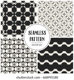 Abstract concept vector monochrome geometric pattern. Black and white minimal background. Creative illustration template. Seamless stylish texture. For wallpaper, surface, web design, textile, decor