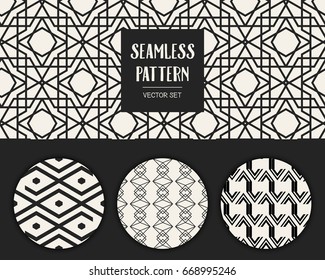 Abstract concept vector monochrome geometric pattern. Black and white minimal background. Creative illustration template. Seamless stylish texture. For wallpaper, surface, web design, textile, decor