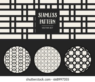 Abstract concept vector monochrome geometric pattern. Black and white minimal background. Creative illustration template. Seamless stylish texture. For wallpaper, surface, web design, textile, decor