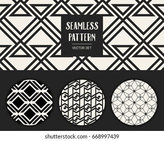 Abstract concept vector monochrome geometric pattern. Black and white minimal background. Creative illustration template. Seamless stylish texture. For wallpaper, surface, web design, textile, decor