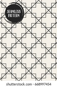 Abstract concept vector monochrome geometric pattern. Black and white minimal background. Creative illustration template. Seamless stylish texture. For wallpaper, surface, web design, textile, decor