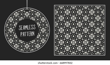 Abstract concept vector monochrome geometric pattern. Black and white minimal background. Creative illustration template. Seamless stylish texture. For wallpaper, surface, web design, textile, decor