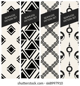 Abstract concept vector monochrome geometric pattern. Black and white minimal background. Creative illustration template. Seamless stylish texture. For wallpaper, surface, web design, textile, decor