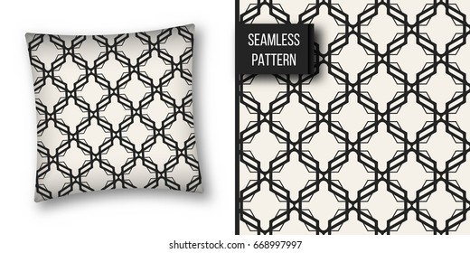 Abstract concept vector monochrome geometric pattern. Black and white minimal background. Creative illustration template. Seamless stylish texture. For wallpaper, surface, web design, textile, decor