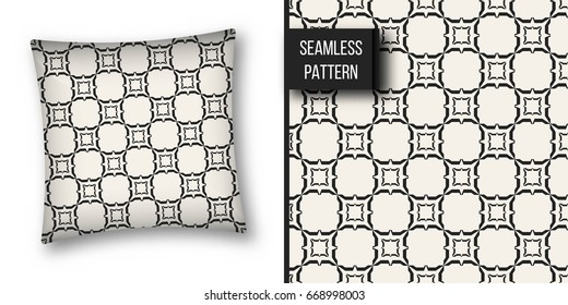 Abstract concept vector monochrome geometric pattern. Black and white minimal background. Creative illustration template. Seamless stylish texture. For wallpaper, surface, web design, textile, decor