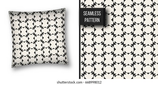 Abstract concept vector monochrome geometric pattern. Black and white minimal background. Creative illustration template. Seamless stylish texture. For wallpaper, surface, web design, textile, decor