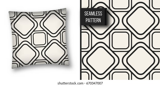 Abstract concept vector monochrome geometric pattern. Black and white minimal background. Creative illustration template. Seamless stylish texture. For wallpaper, surface, web design, textile, decor