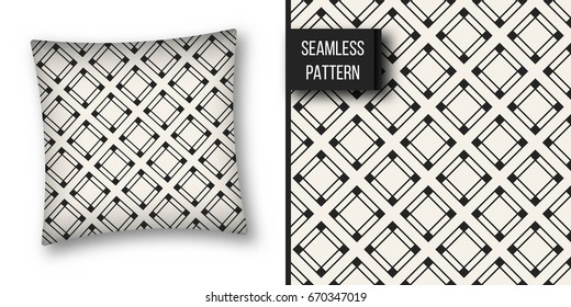 Abstract concept vector monochrome geometric pattern. Black and white minimal background. Creative illustration template. Seamless stylish texture. For wallpaper, surface, web design, textile, decor