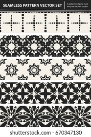 Abstract concept vector monochrome geometric pattern. Black and white minimal background. Creative illustration template. Seamless stylish texture. For wallpaper, surface, web design, textile, decor