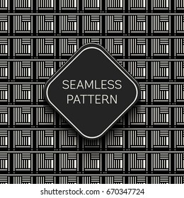 Abstract concept vector monochrome geometric pattern. Black and white minimal background. Creative illustration template. Seamless stylish texture. For wallpaper, surface, web design, textile, decor