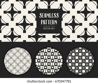 Abstract concept vector monochrome geometric pattern. Black and white minimal background. Creative illustration template. Seamless stylish texture. For wallpaper, surface, web design, textile, decor