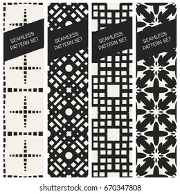 Abstract concept vector monochrome geometric pattern. Black and white minimal background. Creative illustration template. Seamless stylish texture. For wallpaper, surface, web design, textile, decor