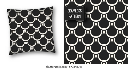 Abstract concept vector monochrome geometric pattern. Black and white minimal background. Creative illustration template. Seamless stylish texture. For wallpaper, surface, web design, textile, decor