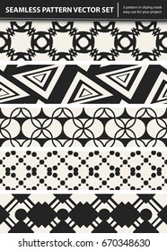 Abstract concept vector monochrome geometric pattern. Black and white minimal background. Creative illustration template. Seamless stylish texture. For wallpaper, surface, web design, textile, decor