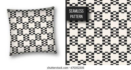 Abstract concept vector monochrome geometric pattern. Black and white minimal background. Creative illustration template. Seamless stylish texture. For wallpaper, surface, web design, textile, decor