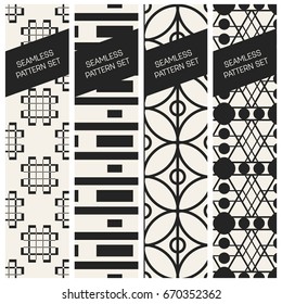 Abstract concept vector monochrome geometric pattern. Black and white minimal background. Creative illustration template. Seamless stylish texture. For wallpaper, surface, web design, textile, decor