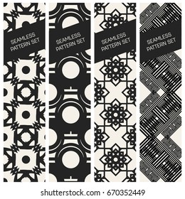 Abstract concept vector monochrome geometric pattern. Black and white minimal background. Creative illustration template. Seamless stylish texture. For wallpaper, surface, web design, textile, decor