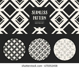 Abstract concept vector monochrome geometric pattern. Black and white minimal background. Creative illustration template. Seamless stylish texture. For wallpaper, surface, web design, textile, decor
