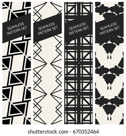 Abstract concept vector monochrome geometric pattern. Black and white minimal background. Creative illustration template. Seamless stylish texture. For wallpaper, surface, web design, textile, decor