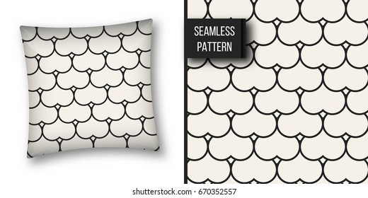 Abstract concept vector monochrome geometric pattern. Black and white minimal background. Creative illustration template. Seamless stylish texture. For wallpaper, surface, web design, textile, decor