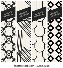 Abstract concept vector monochrome geometric pattern. Black and white minimal background. Creative illustration template. Seamless stylish texture. For wallpaper, surface, web design, textile, decor