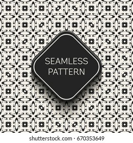 Abstract concept vector monochrome geometric pattern. Black and white minimal background. Creative illustration template. Seamless stylish texture. For wallpaper, surface, web design, textile, decor