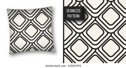 Abstract concept vector monochrome geometric pattern. Black and white minimal background. Creative illustration template. Seamless stylish texture. For wallpaper, surface, web design, textile, decor